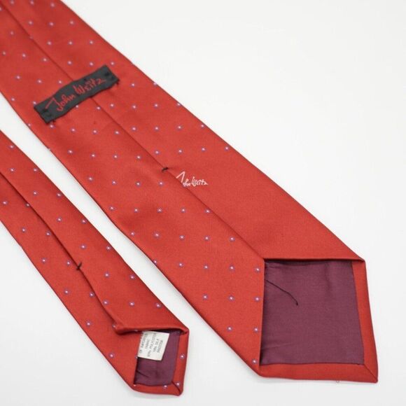 John Weitz Signature‎ Red Woven Silk Blend Tie Short - Picture 5 of 6